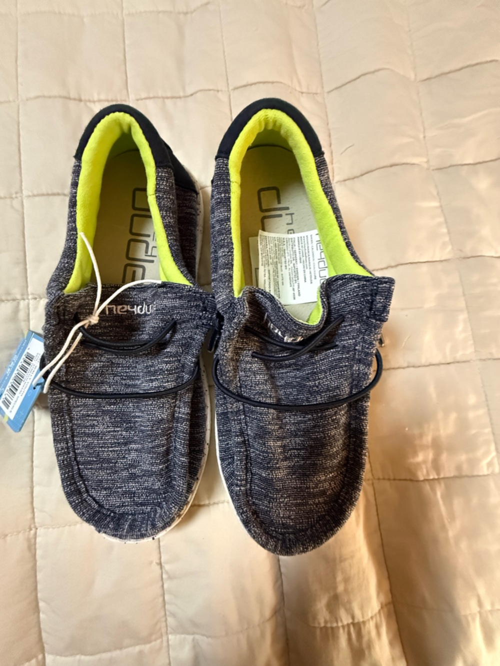 NWT Hey Dude Wally Youth Stretch Navy Loafers - Size 33